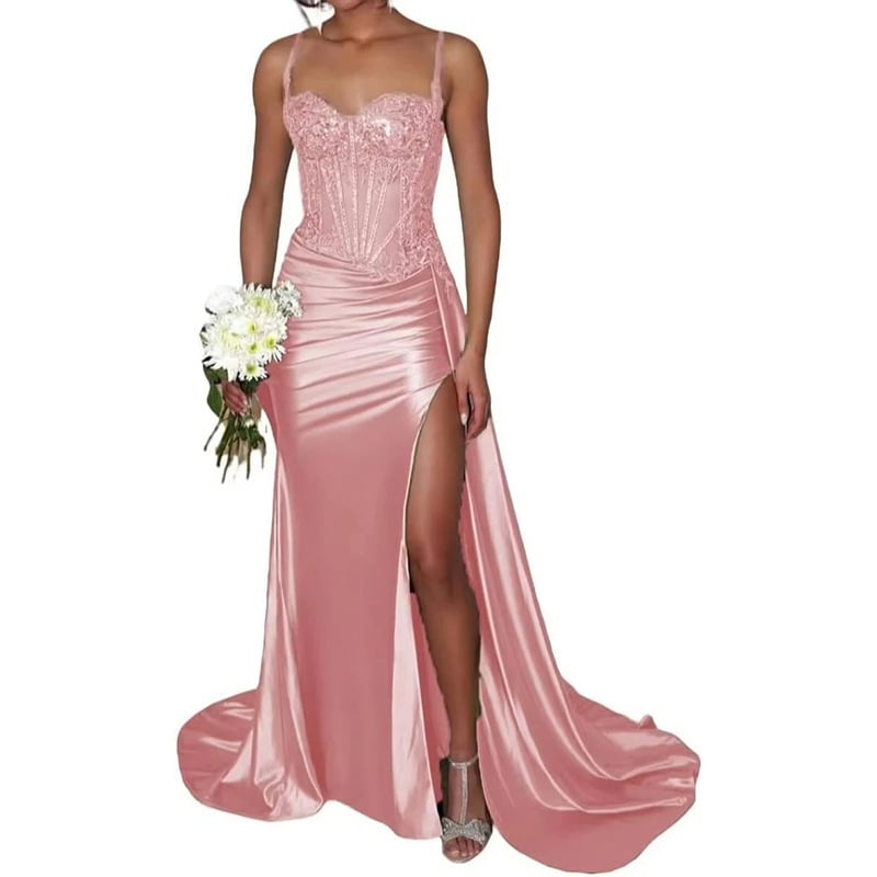 Večernja haljina balon siluete, bez naramenica, duga, s otvorenim leđima, s malim šlepom