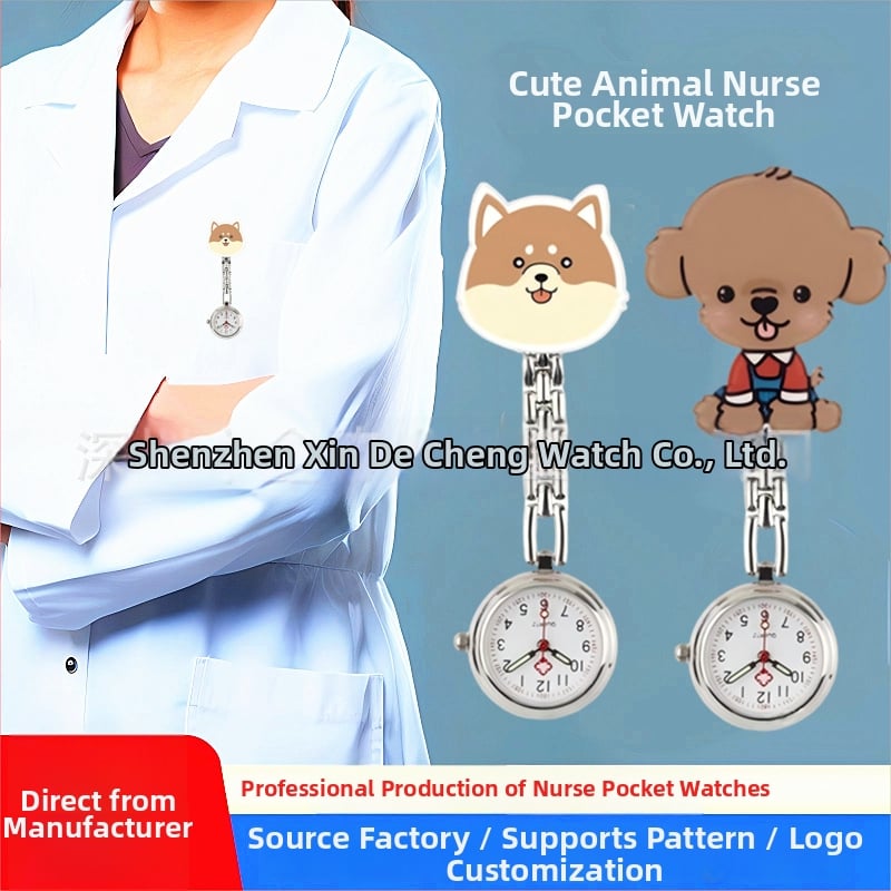 Moteriški slaugos krūtinės laikrodis, kvarcinis Huachen SL39 mechanizmas, analoginis rodiklis su skaitmenimis, 24 valandų indikacija, atsparus vandeniui