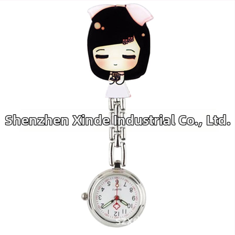 Moteriški slaugos krūtinės laikrodis, kvarcinis Huachen SL39 mechanizmas, analoginis rodiklis su skaitmenimis, 24 valandų indikacija, atsparus vandeniui