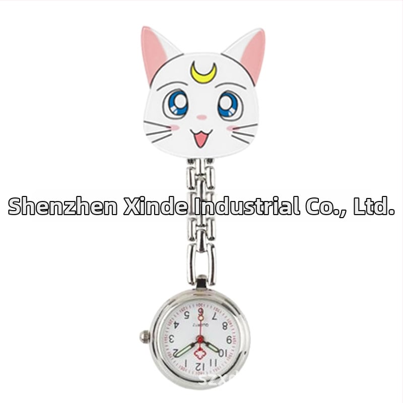 Moteriški slaugos krūtinės laikrodis, kvarcinis Huachen SL39 mechanizmas, analoginis rodiklis su skaitmenimis, 24 valandų indikacija, atsparus vandeniui