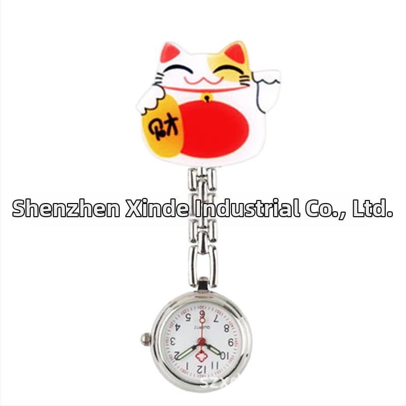 Moteriški slaugos krūtinės laikrodis, kvarcinis Huachen SL39 mechanizmas, analoginis rodiklis su skaitmenimis, 24 valandų indikacija, atsparus vandeniui