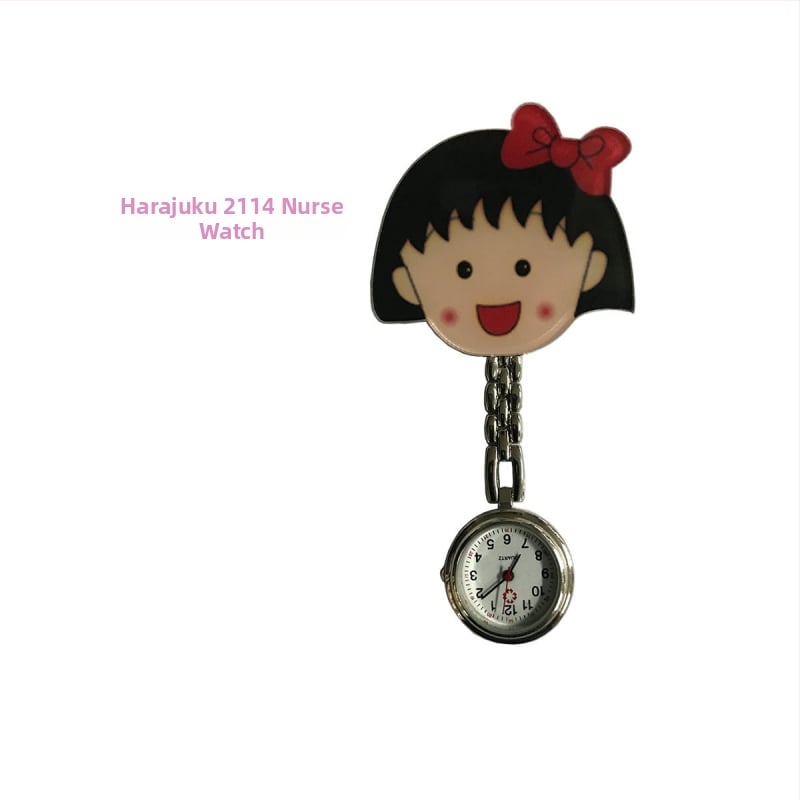 Moteriški slaugos krūtinės laikrodis, kvarcinis Huachen SL39 mechanizmas, analoginis rodiklis su skaitmenimis, 24 valandų indikacija, atsparus vandeniui