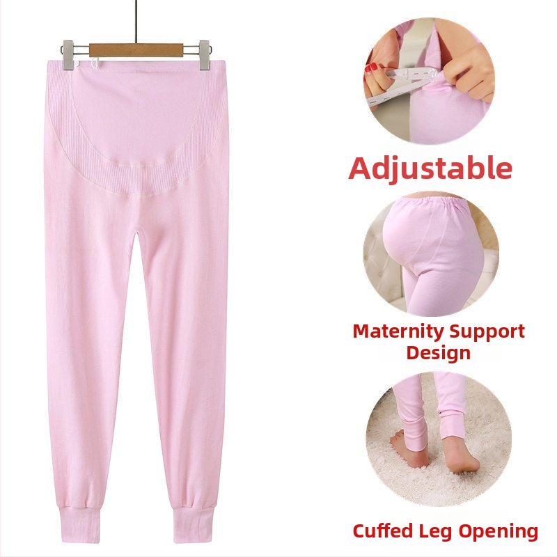 Kokvilnas grūtnieču bikses ar vēdera atbalstu, brīvs piegriezums, ≥95% kokvilna, rudens-ziemas stils