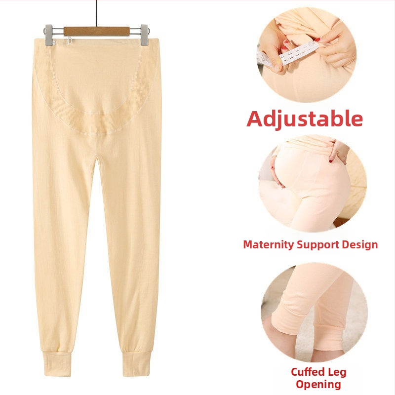 Kokvilnas grūtnieču bikses ar vēdera atbalstu, brīvs piegriezums, ≥95% kokvilna, rudens-ziemas stils