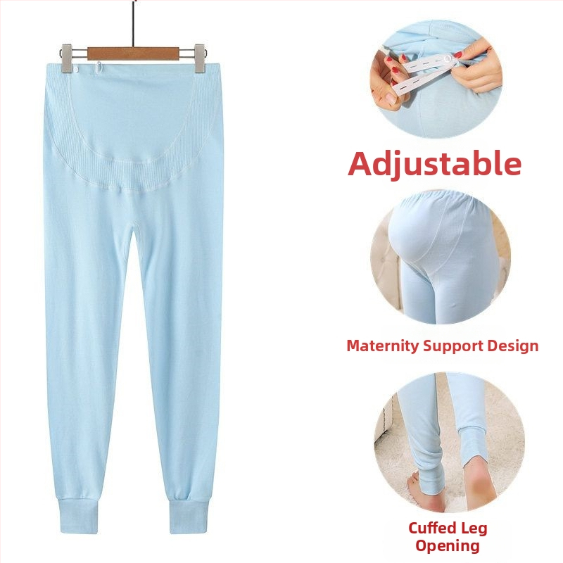 Kokvilnas grūtnieču bikses ar vēdera atbalstu, brīvs piegriezums, ≥95% kokvilna, rudens-ziemas stils