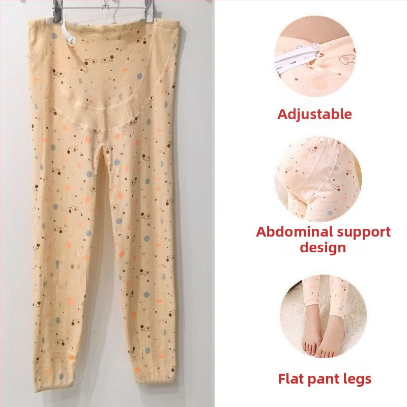 Kokvilnas grūtnieču bikses ar vēdera atbalstu, brīvs piegriezums, ≥95% kokvilna, rudens-ziemas stils