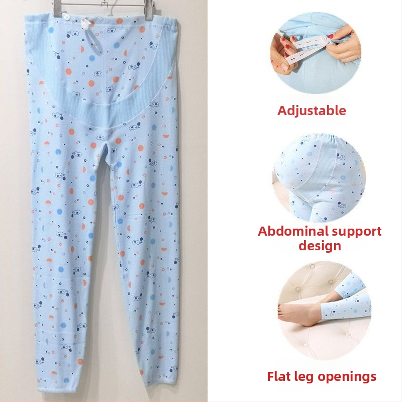 Kokvilnas grūtnieču bikses ar vēdera atbalstu, brīvs piegriezums, ≥95% kokvilna, rudens-ziemas stils