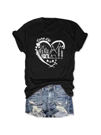 Kokvilnas T-krekls ar īsām piedurknēm un apaļu kaklu, reljefveida tekstūra, stilīgs pilsētas stils