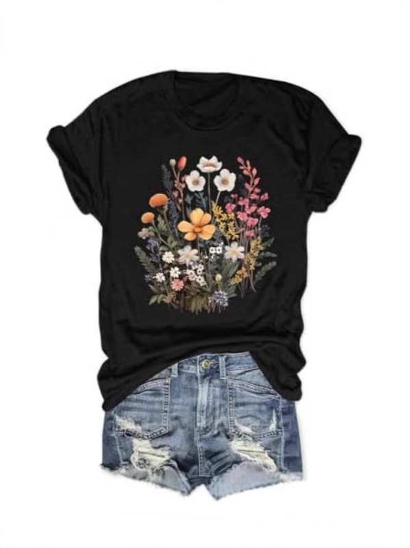 Kokvilnas T-krekls ar īsām piedurknēm un apaļu kaklu, reljefveida tekstūra, stilīgs pilsētas stils