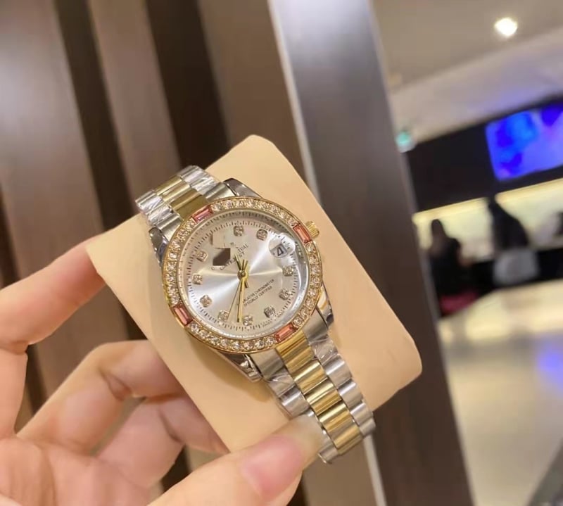 Unisex kvarcinis laikrodis su nerūdijančio plieno riešo juosta, modelis Log, mineralinis stiklas, atsparumas vandeniui 30 m