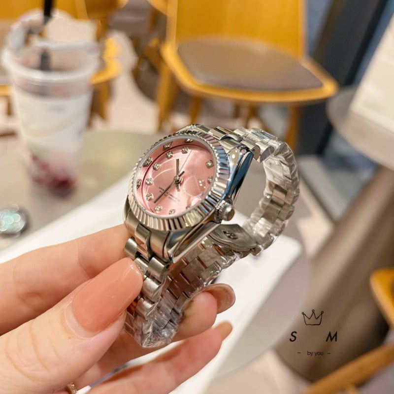 Unisex kvarcinis laikrodis su nerūdijančio plieno riešo juosta, modelis Log, mineralinis stiklas, atsparumas vandeniui 30 m