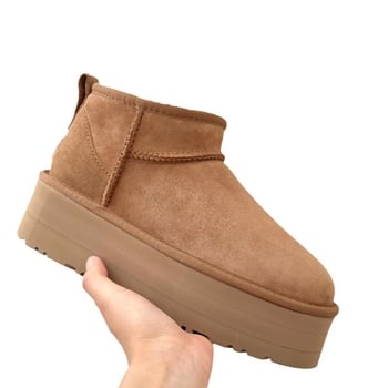 Moterų žieminiai batai su stora padu, viršus ir padas iš avies vilnos, EVA padas, žemas kulkšnis