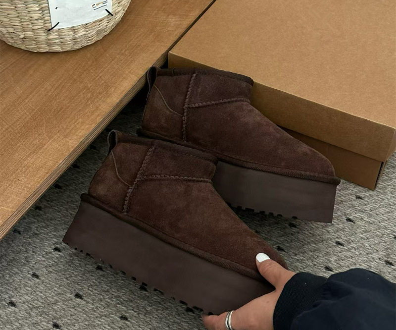 Moterų žieminiai batai su stora padu, viršus ir padas iš avies vilnos, EVA padas, žemas kulkšnis