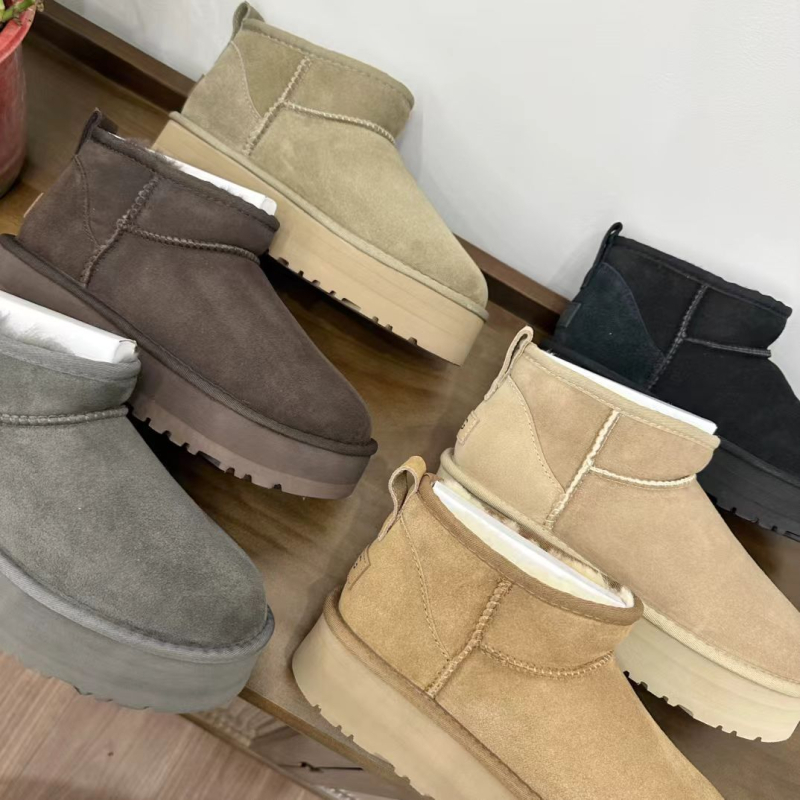 Moterų žieminiai batai su stora padu, viršus ir padas iš avies vilnos, EVA padas, žemas kulkšnis