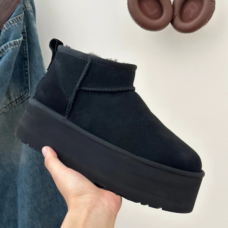 Moterų žieminiai batai su stora padu, viršus ir padas iš avies vilnos, EVA padas, žemas kulkšnis