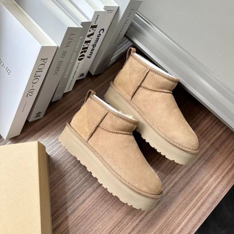 Moterų žieminiai batai su stora padu, viršus ir padas iš avies vilnos, EVA padas, žemas kulkšnis