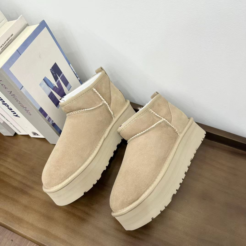 Moterų žieminiai batai su stora padu, viršus ir padas iš avies vilnos, EVA padas, žemas kulkšnis