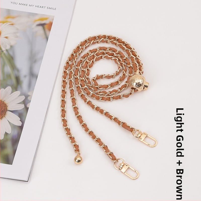 Feiqian táskapánt/válltáska pánt – fém lánc, csíkos minta, 2023 tavasz, városi egyszerű stílus