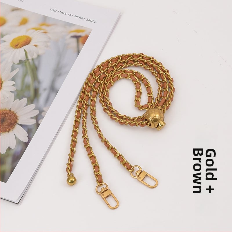 Feiqian táskapánt/válltáska pánt – fém lánc, csíkos minta, 2023 tavasz, városi egyszerű stílus