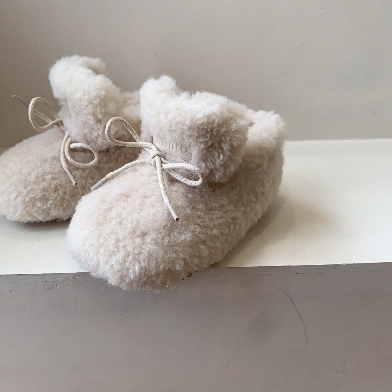 Meitenēm ziemas zābaki ar mākslīgu pūku augšdaļu, vienkrāsains dizains, TPR zole, Velcro aizdare