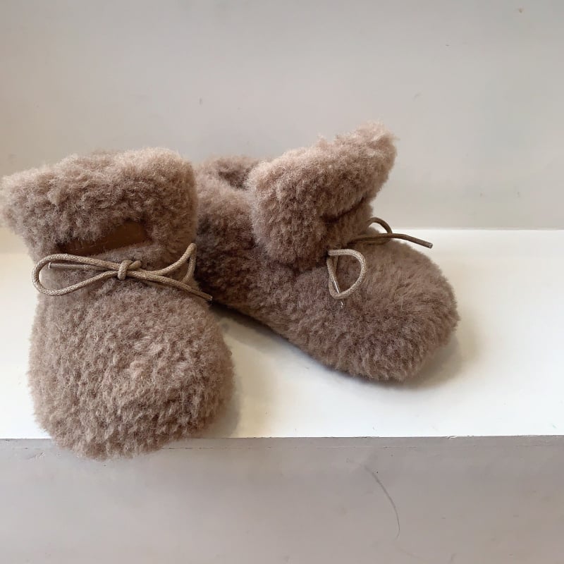 Meitenēm ziemas zābaki ar mākslīgu pūku augšdaļu, vienkrāsains dizains, TPR zole, Velcro aizdare