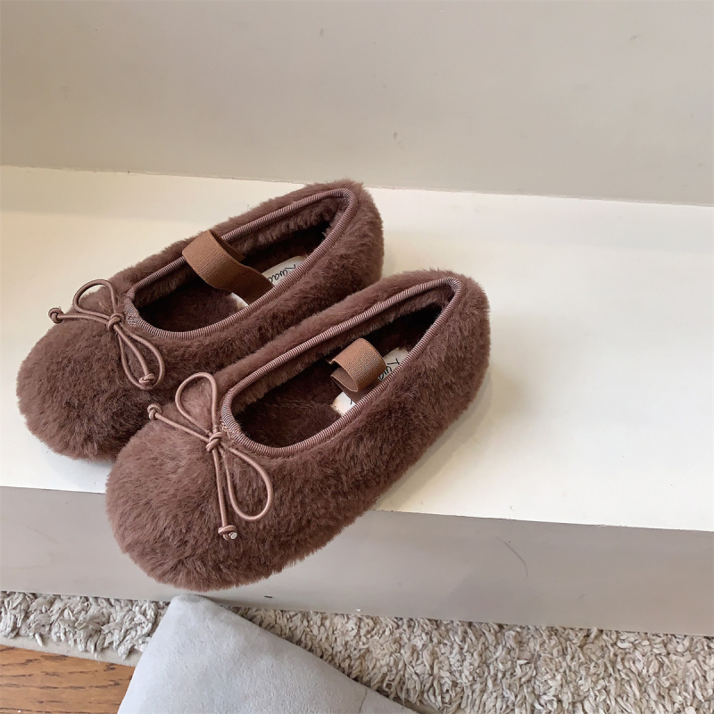 Meitenēm ziemas zābaki ar mākslīgu pūku augšdaļu, vienkrāsains dizains, TPR zole, Velcro aizdare