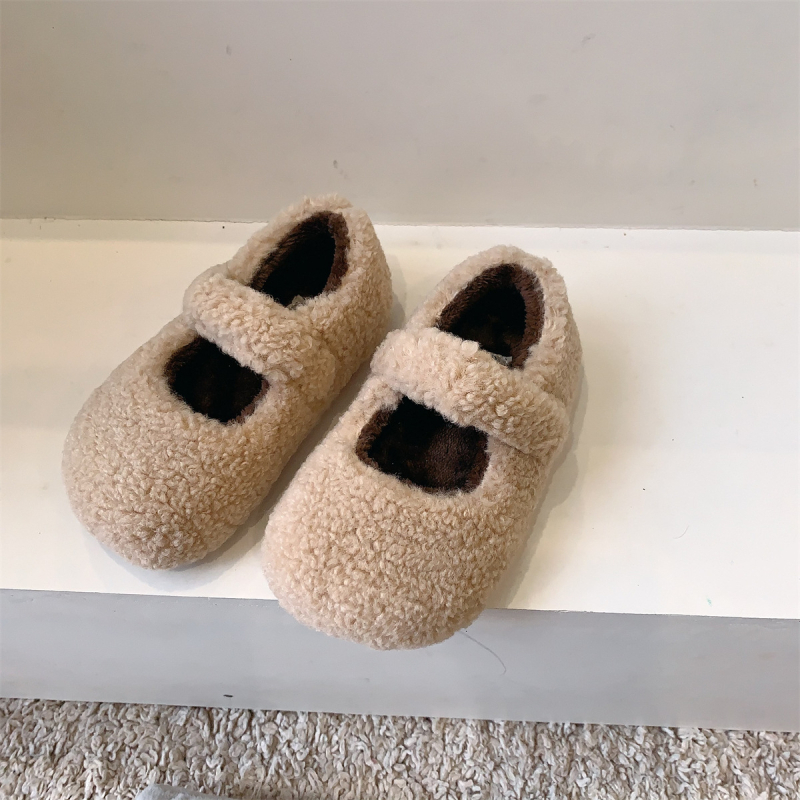 Meitenēm ziemas zābaki ar mākslīgu pūku augšdaļu, vienkrāsains dizains, TPR zole, Velcro aizdare