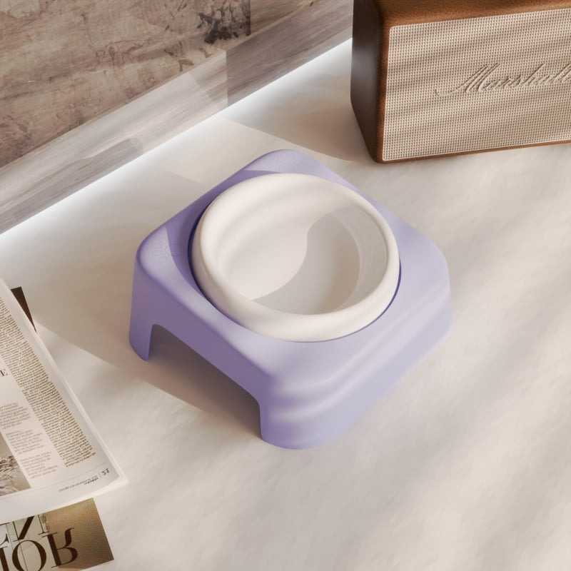 Keraamiline kasside kauss hoidja ja kaela kaitsega, lameda avausega