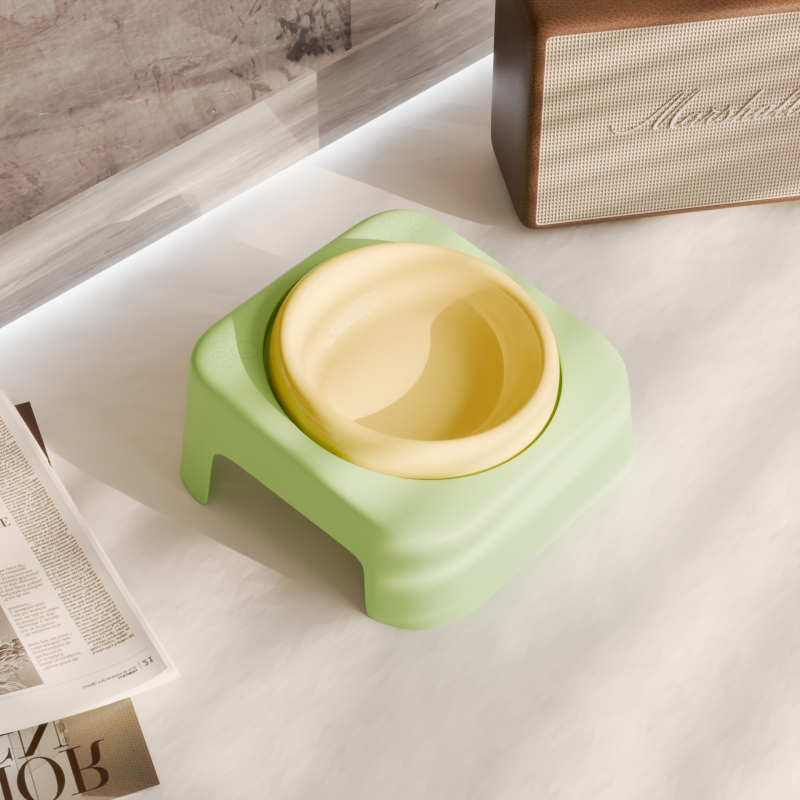 Keraamiline kasside kauss hoidja ja kaela kaitsega, lameda avausega