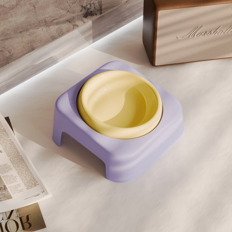 Keraamiline kasside kauss hoidja ja kaela kaitsega, lameda avausega