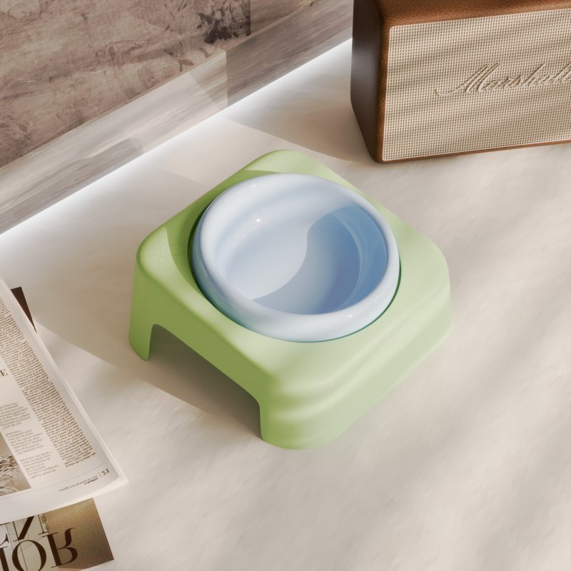 Keraamiline kasside kauss hoidja ja kaela kaitsega, lameda avausega