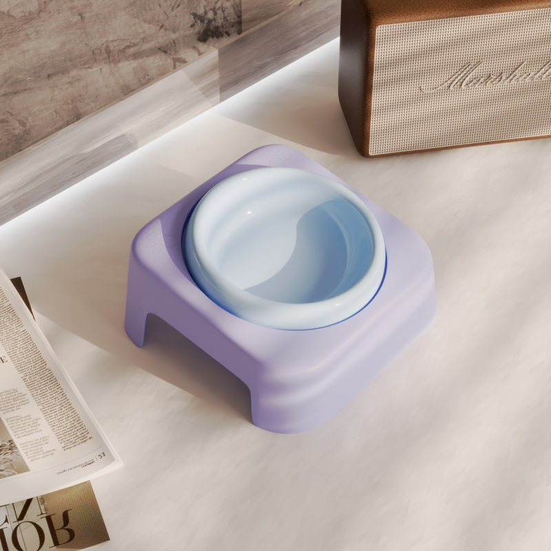 Keraamiline kasside kauss hoidja ja kaela kaitsega, lameda avausega