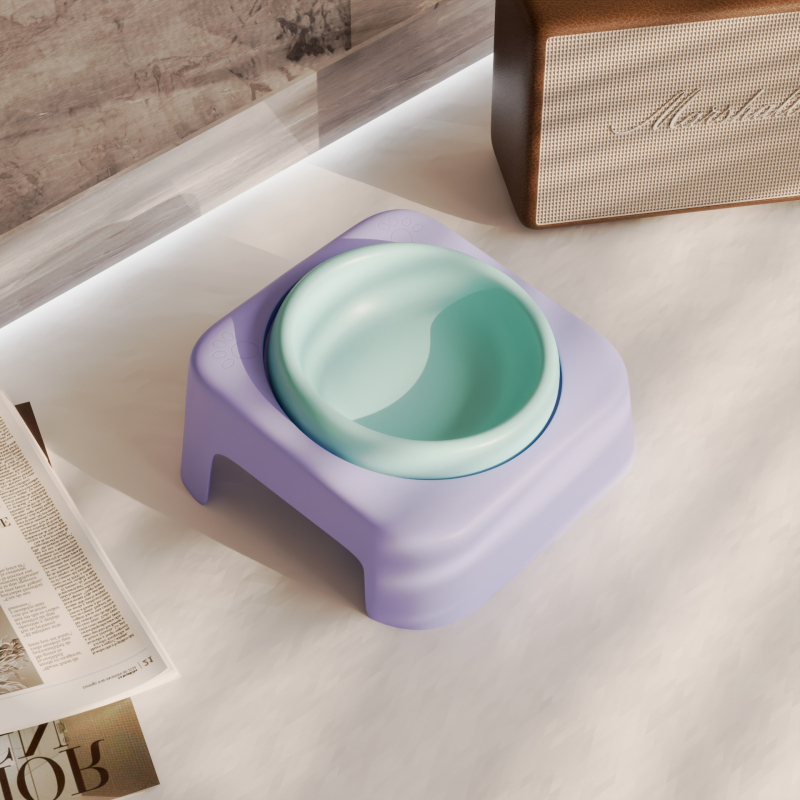 Keraamiline kasside kauss hoidja ja kaela kaitsega, lameda avausega