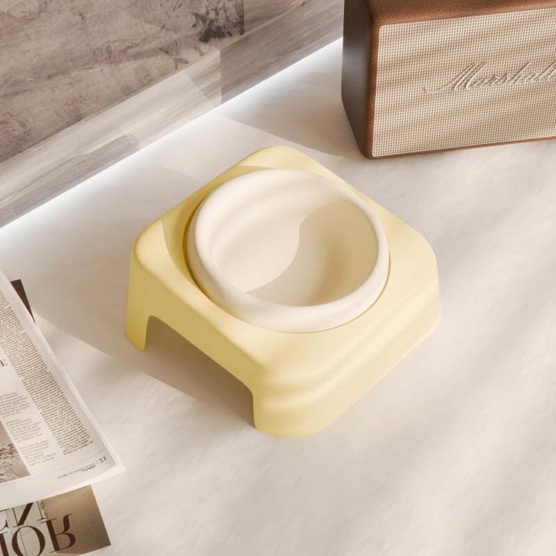 Keraamiline kasside kauss hoidja ja kaela kaitsega, lameda avausega