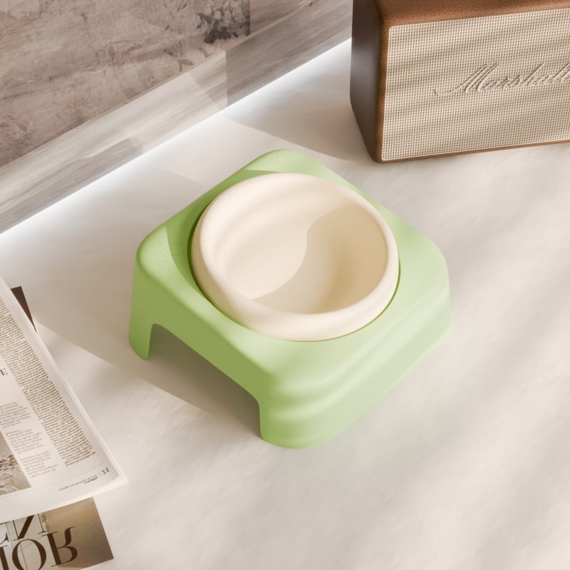 Keraamiline kasside kauss hoidja ja kaela kaitsega, lameda avausega