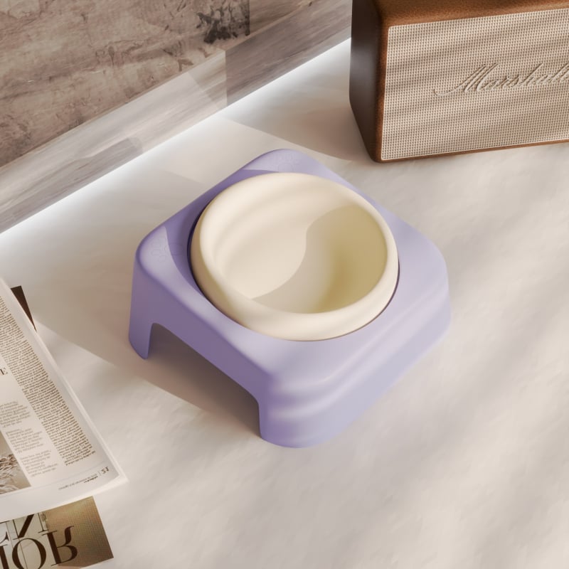 Keraamiline kasside kauss hoidja ja kaela kaitsega, lameda avausega