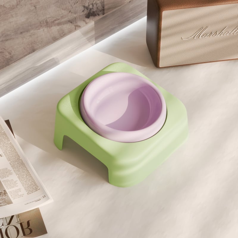 Keraamiline kasside kauss hoidja ja kaela kaitsega, lameda avausega