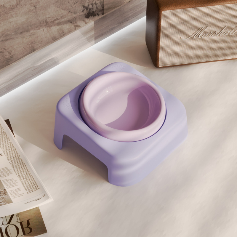 Keraamiline kasside kauss hoidja ja kaela kaitsega, lameda avausega