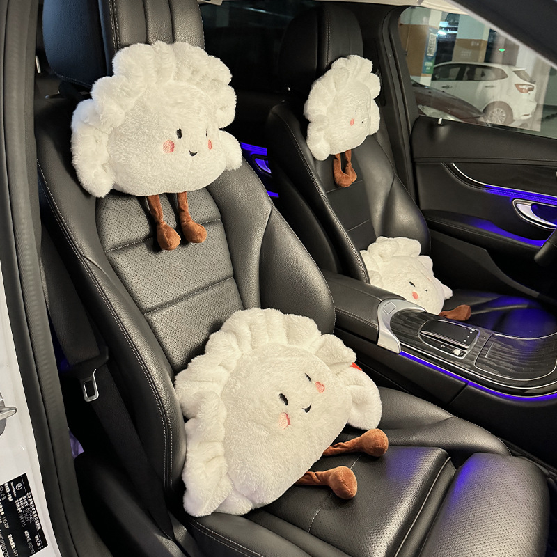 Integruota automobilio juosmens pagalvė, pūkuotas audinys, žiemai, žaismingas stilius, universali suderinamumas