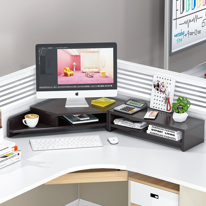 Medinis stalinis monitoriaus laikiklis su saugyklos skyriumi, Mugg X0816174521, stalinis dizainas