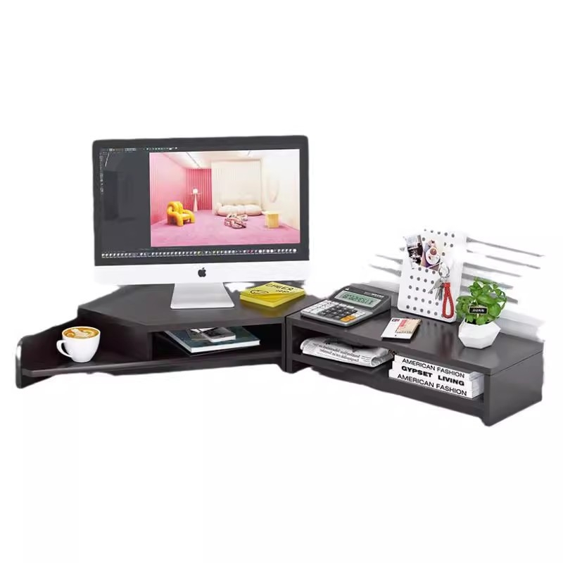 Medinis stalinis monitoriaus laikiklis su saugyklos skyriumi, Mugg X0816174521, stalinis dizainas