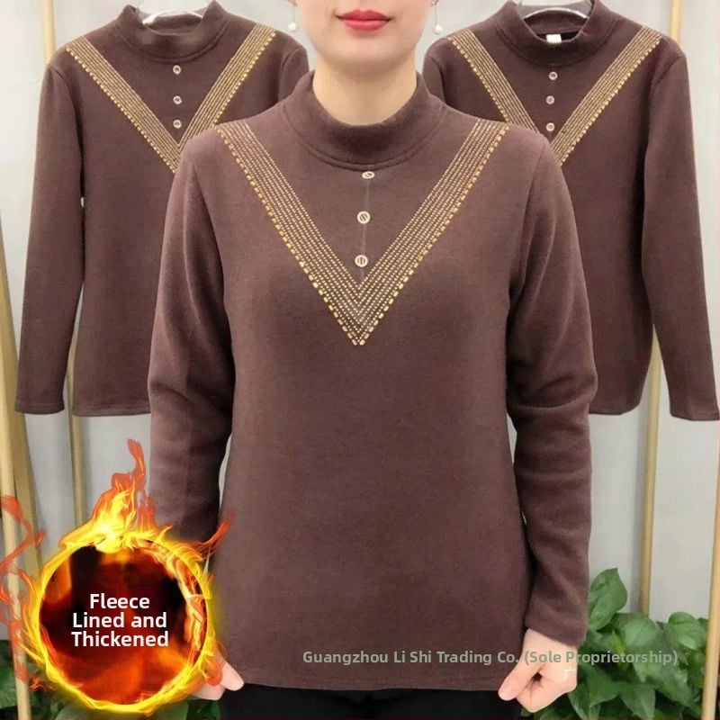 Sievietes pamata T-krekls ar pusaugstā apkakle, triacetāta audums, retro-literārs stils, garums 50–65 cm