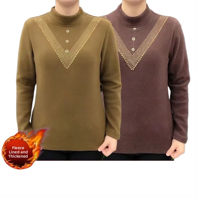 Дамска базова тениска с полувисока яка, триацетатна тъкан, ретро-литературен стил, дължина 50–65 см