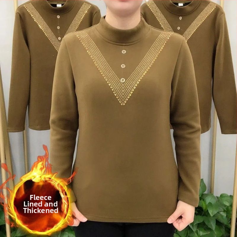 Sievietes pamata T-krekls ar pusaugstā apkakle, triacetāta audums, retro-literārs stils, garums 50–65 cm