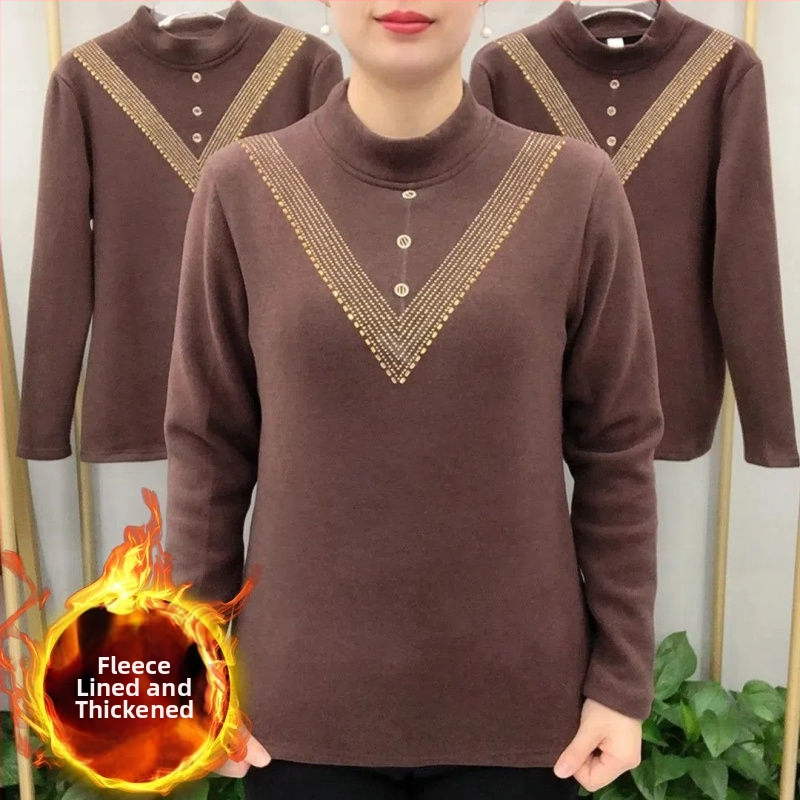 Sievietes pamata T-krekls ar pusaugstā apkakle, triacetāta audums, retro-literārs stils, garums 50–65 cm