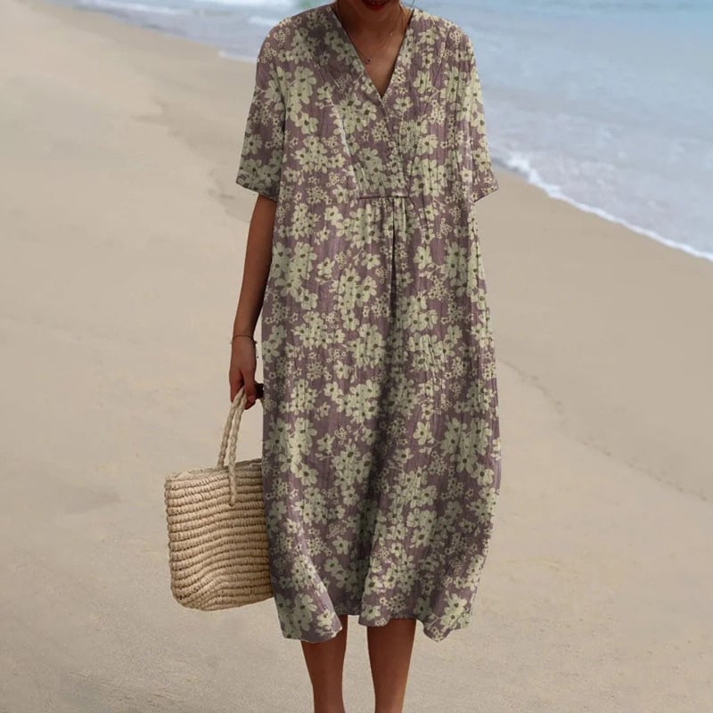 Trükitud polüestrist kleit särk krae, pikkade varrukatega ja pika seelikuga