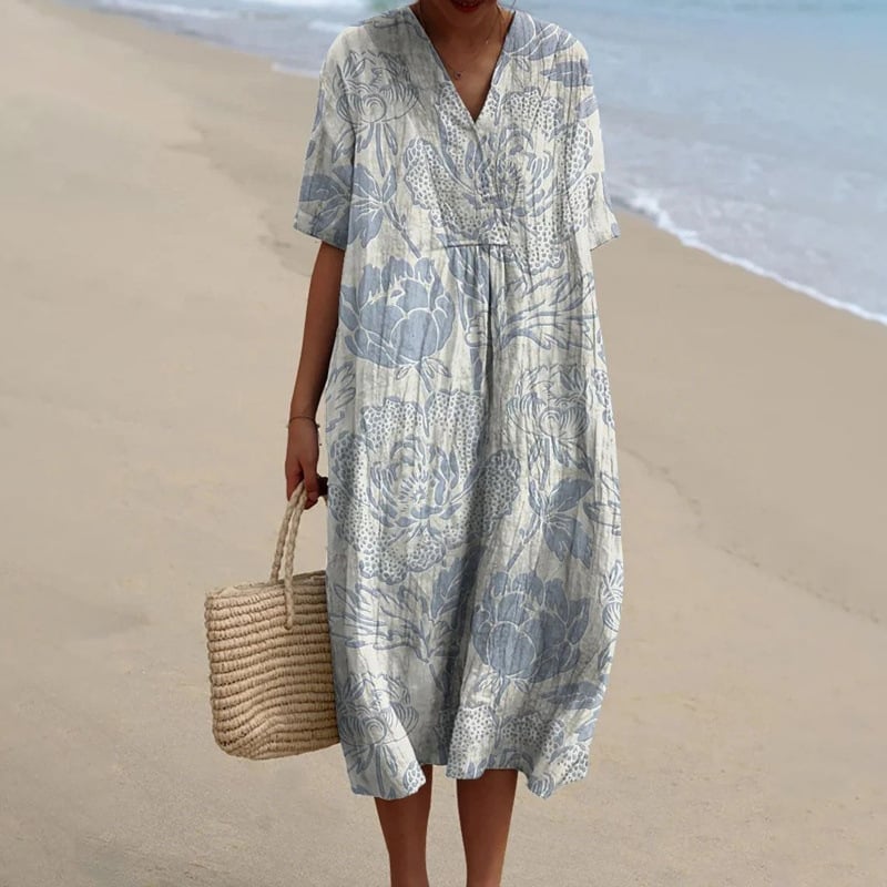 Trükitud polüestrist kleit särk krae, pikkade varrukatega ja pika seelikuga