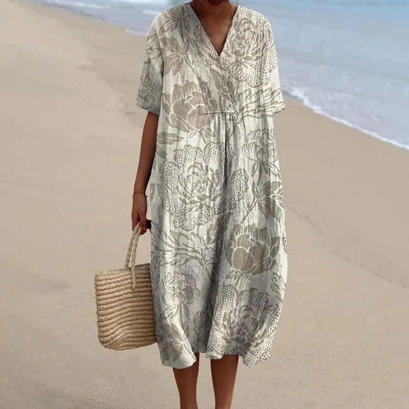 Trükitud polüestrist kleit särk krae, pikkade varrukatega ja pika seelikuga