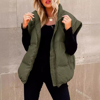 Veste pentru femei cu guler înalt, fermoar, buzunare, material exterior poliester, umplutură imitatie mătase-bumbac, lungime medie, stil urban comod