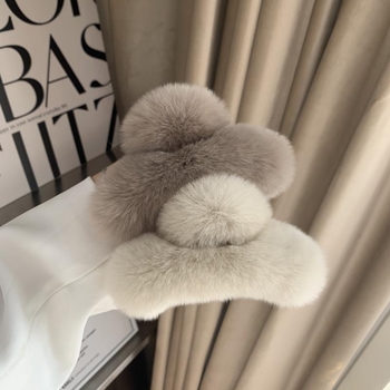 Клип за коса с леопардов принт и косъм от норка, ръчна изработка, ABS материал, клип със захват за жени